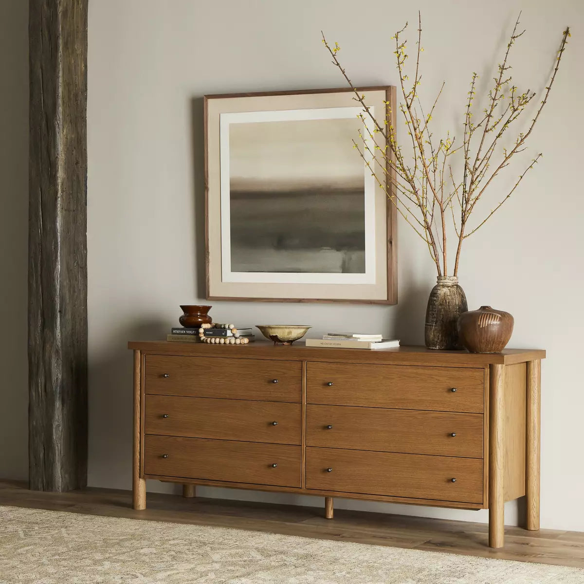 Roark 6 Drawer Dresser, Amber Oak