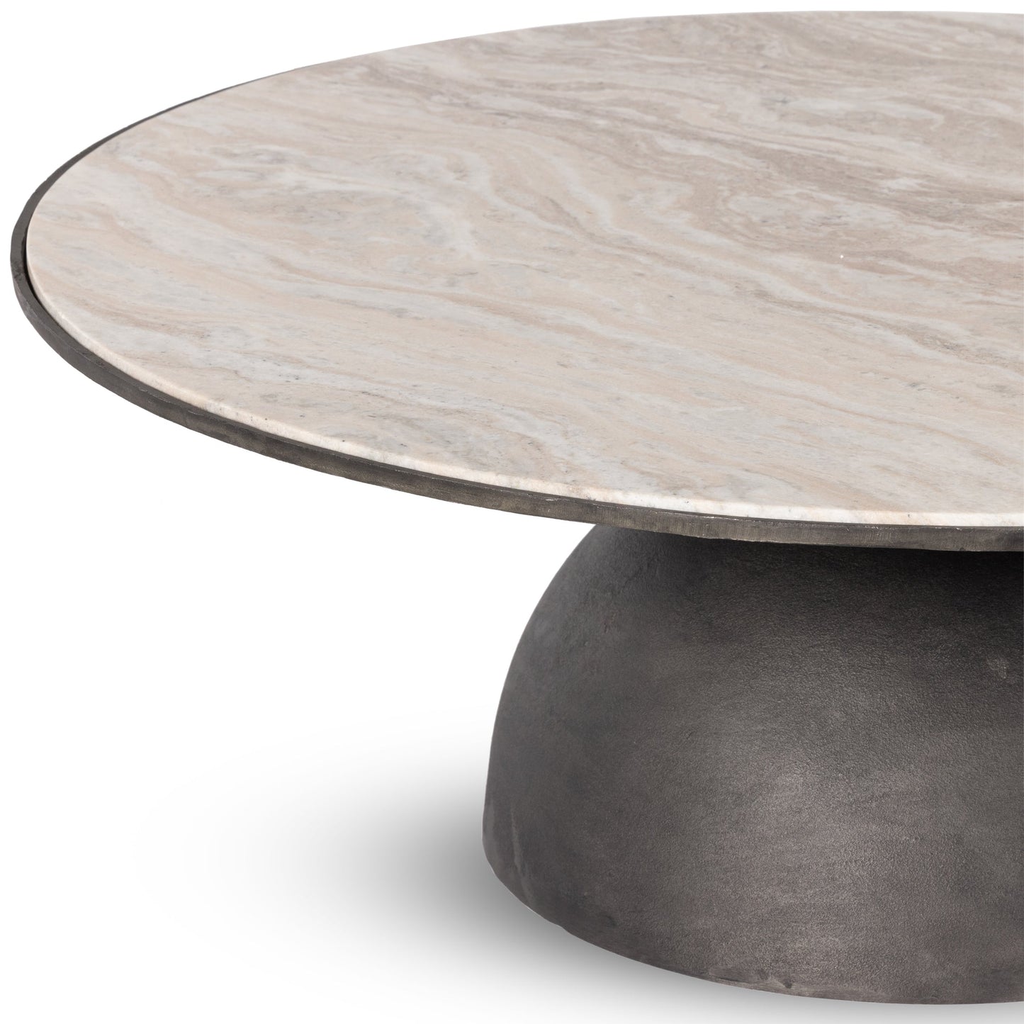 Dev Taupe Marble and Grey Metal Coffee Table