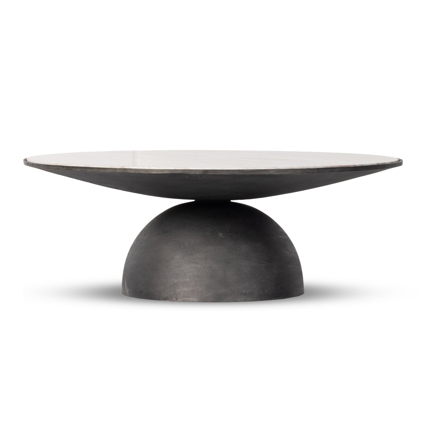 Dev Taupe Marble and Grey Metal Coffee Table