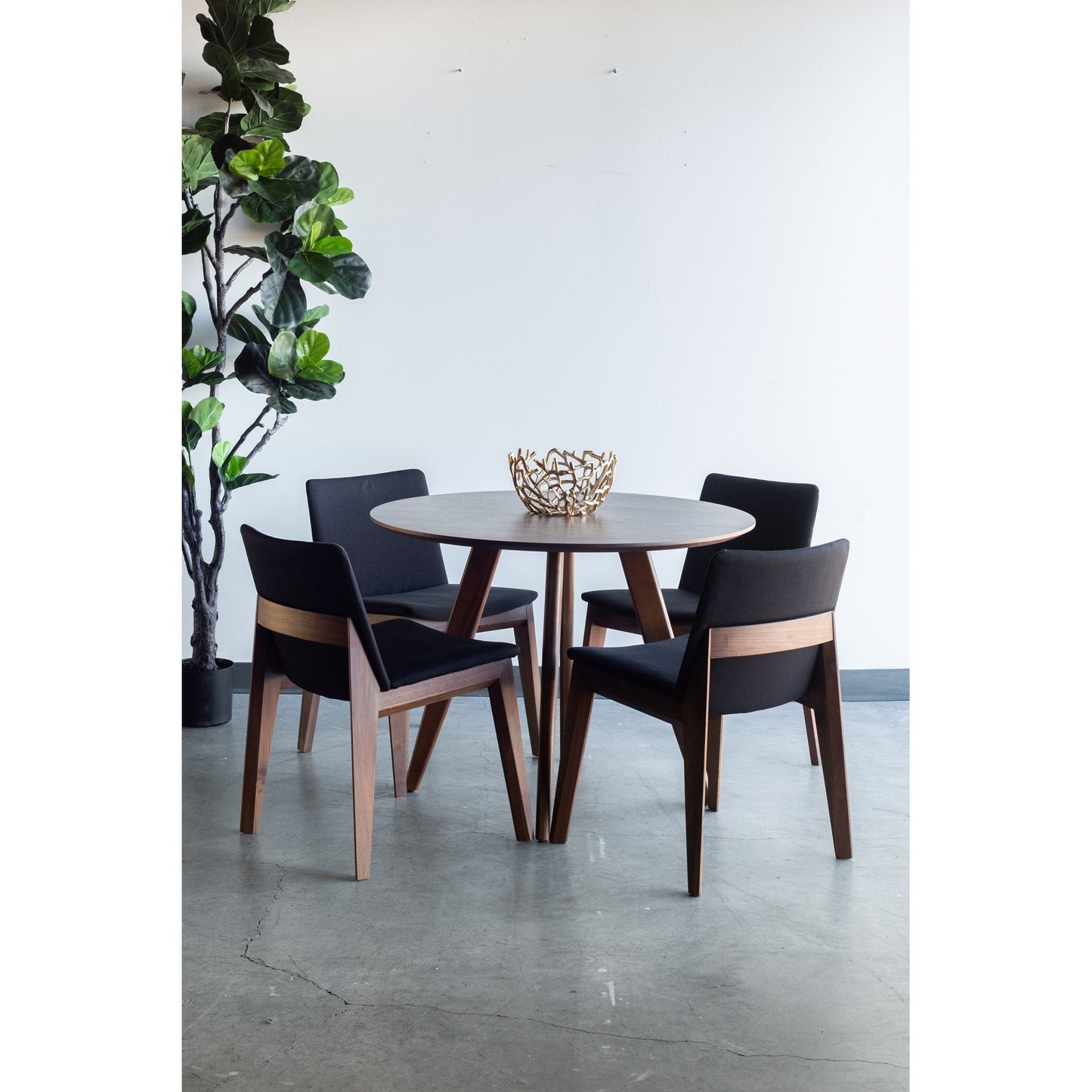 Deco Dining Chair, Black, Polyester, Set of 2