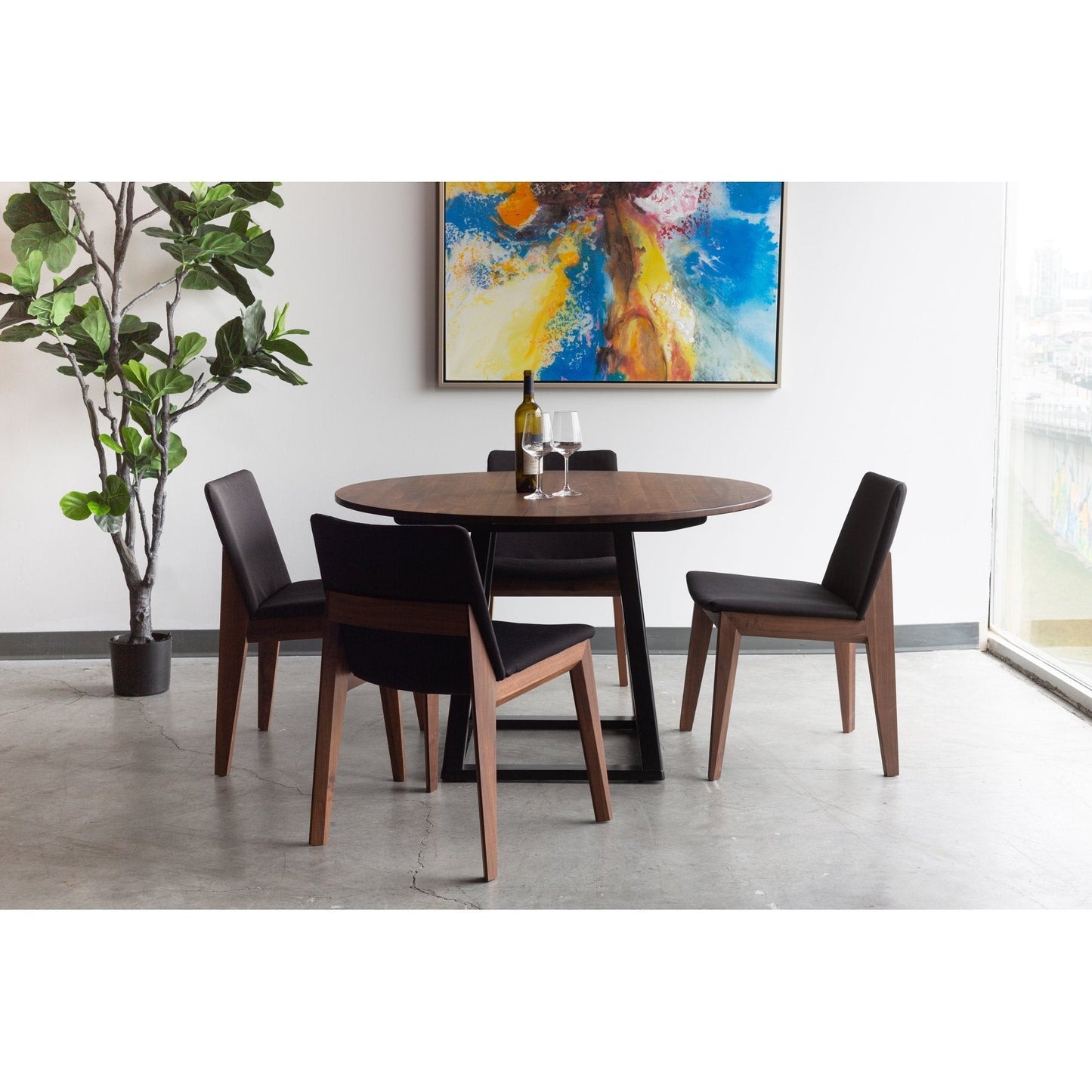 Deco Dining Chair, Black, Polyester, Set of 2