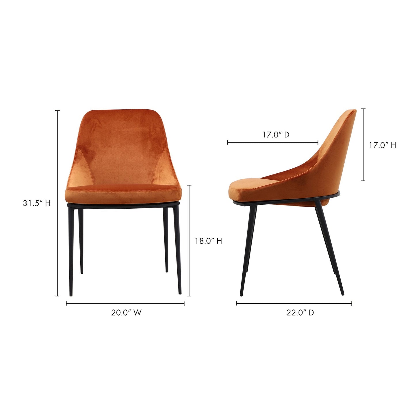 Sedona Dining Chair, Orange, Set of 2