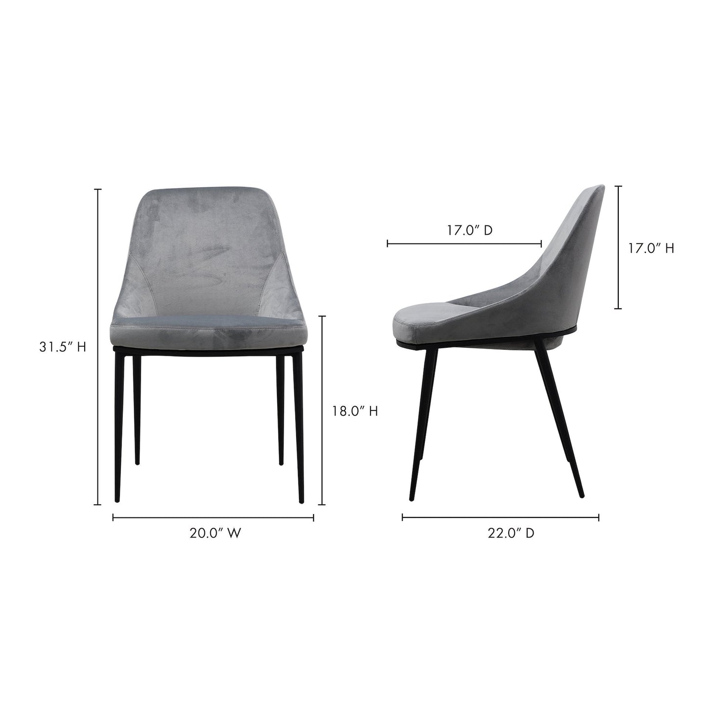 Sedona Dining Chair, Grey, Set of 2
