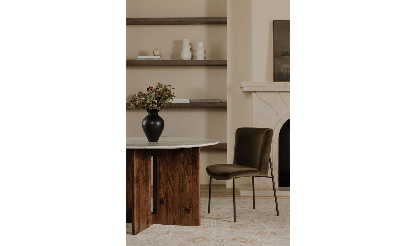 Early Dining Chair Faux Green Mohair-Set Of Two