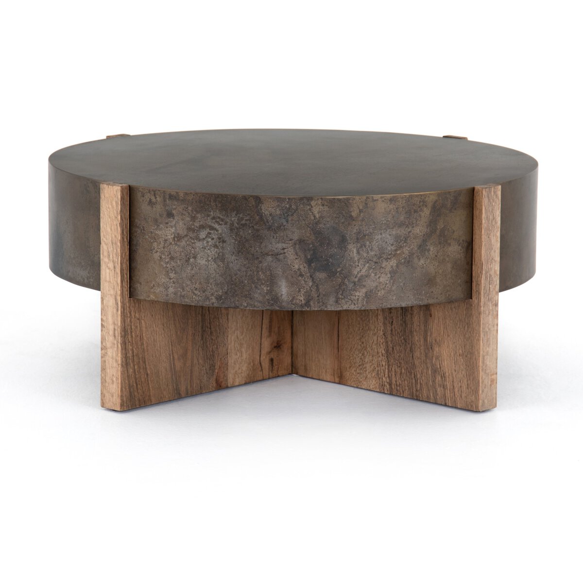 Mackinley Iron and Natural Wood Round Coffee Table