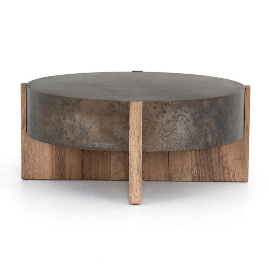 Mackinley Iron and Natural Wood Round Coffee Table