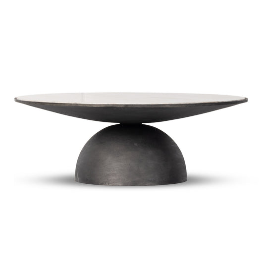 Dev Taupe Marble and Grey Metal Coffee Table