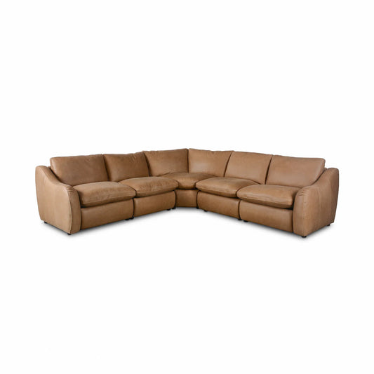 Crawford Power Recliner 5-Piece Sectional Leather